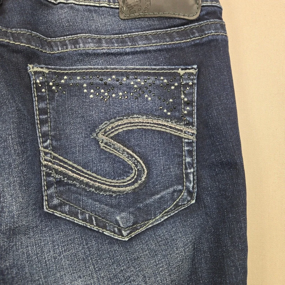 Silver Jeans Suki Super Skinny Rhinestone Mid Rise Dark Wash Womens 29x31 - Picture 4 of 14
